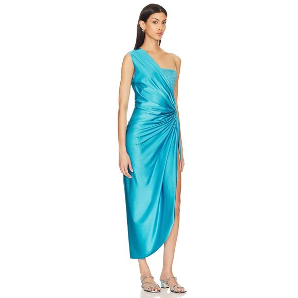 Revolve Greek Goddess Baobab Swim Coverup One Shoulder Nikka Dress Blue Size XS - Picture 2 of 13